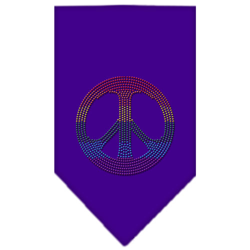 Rainbow Peace Sign Rhinestone Bandana Purple Small